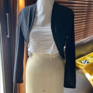 Women's Black Cropped Open-Front Shrug/bolero